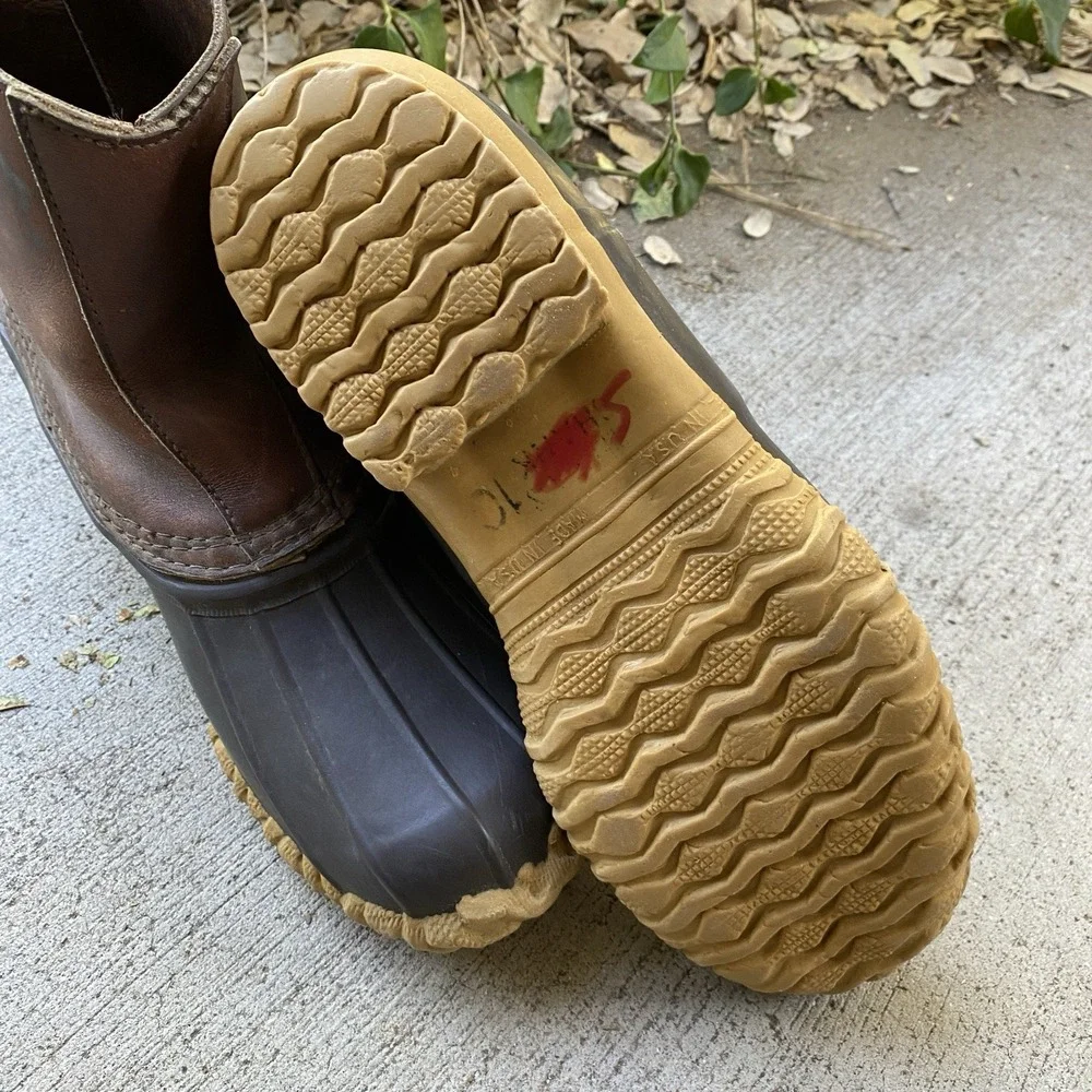 Vintage Schnee's Boots Bozeman Montana Rain Outdoors Pull On Duck Size 10 USA